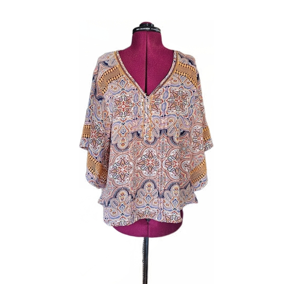Zac & Rachel Boho Paisley Flowy Blouse - Picture 1 of 15